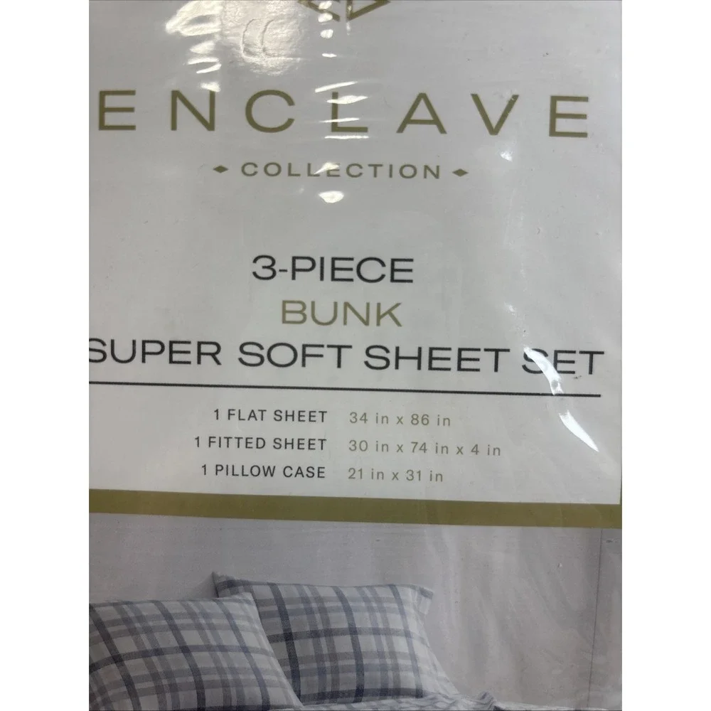 RV & Boat‎ Bunk Sheets 3Pc - 100% Polyester Stripe Wht/Blue/Gray